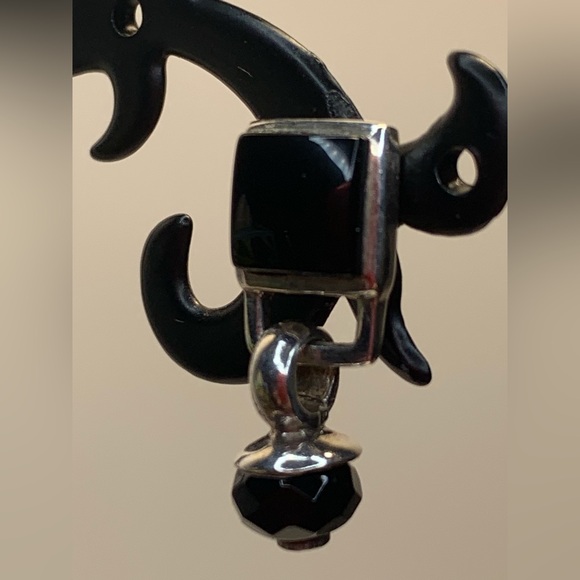 Silpada Rare VHTF Sterling Silver Square Onyx w/Faceted Onyx Bead Post Earrings - Picture 12 of 12